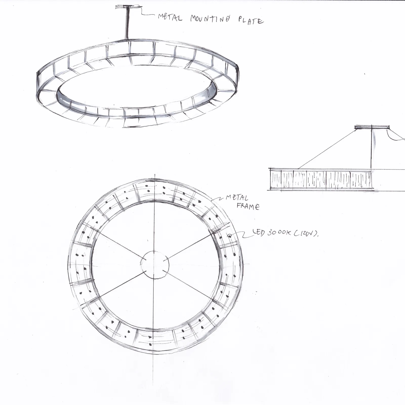 Shop drawing of a custom PTY fixture for the Delta Ballroom at Embassy Suites Jonesboro